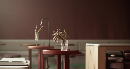 Small Round Bar Tables Decorated with Flowers