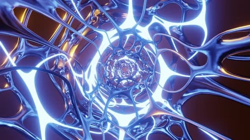 Futuristic Abstract Tunnel with Glowing Energy Lines Seamless Loop