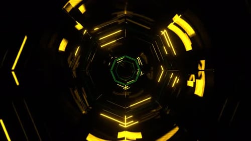 Green And Yellow Flashing Neon Geometric Fantasy Corridor Background Vj Loop In 4K