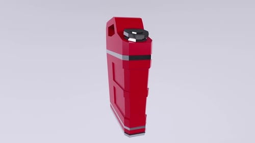 3D Animated Red Fuel Can Rotating on White Background