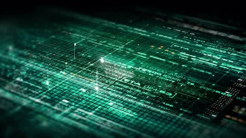 Futuristic Digital Grid Network Data Processing Animation