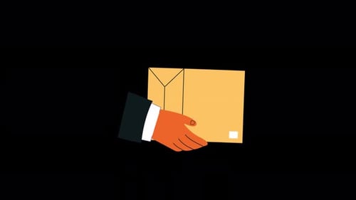 Animated Hand Holding Delivery Box