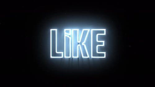 Blue Neon 'LIKE' Text Reveal Animation