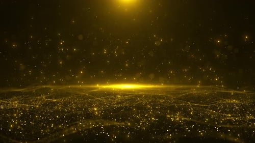 Elegant Golden Particle Wave Background Loop for Awards