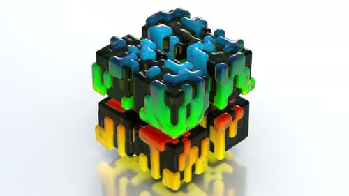 Glitchy Blocks 3D Cube 54 4K