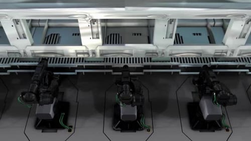 Futuristic Industrial Robotic Arms Automation Loop