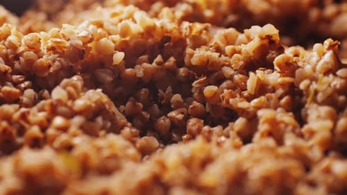 Close up of prepared buckwheat kasha