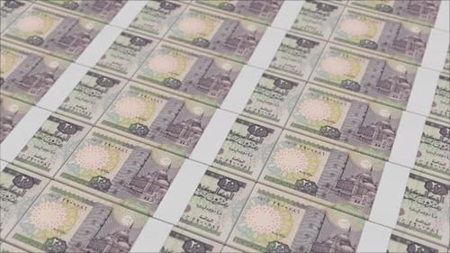 20 EGYPTIAN POUND banknotes printed by a money press
