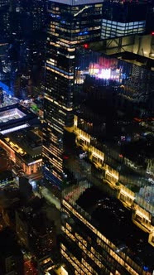 Shining luminous New York at night time. Breathtaking cityscape of never sleeping metropolis
