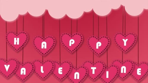 Happy Valentine's Day Hanging Heart Banner Animation