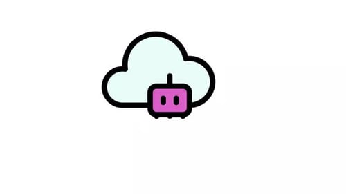 Animated Flat Design Cloud Computing Server Connection Icon