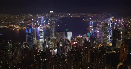 Experience breathtaking skyline Timelapse of Hong Kong at night, showcasing dazzling lights and the