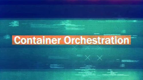 Container-Orchestrierung mit digitalem Hintergrund