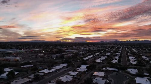 Cinematic drone shot during sunset of Tuscon Arizona
