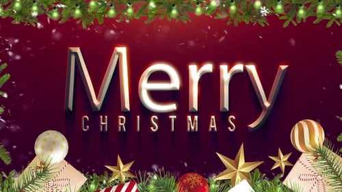 Festive Merry Christmas Title with Decorative Elements