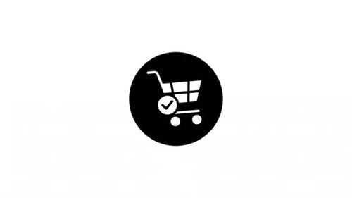 Animated Flat Design Shopping Cart Complete Checkmark Icon