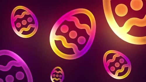 Frohe Ostern, abstrakte rosafarbene und gelbe, bewegte, leuchtende Ostereiformen