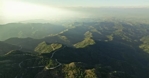 Aerial View of the Sunset on the Mountain Ranges