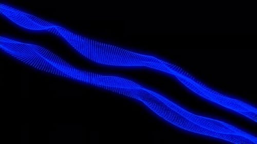 Hintergrunddesign mit blauer Partikeltechnologie, futuristisches Technologiekonzept.