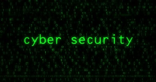 Cyber security text typing on display screen