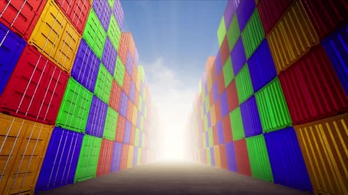 Frachtcontainerhafen mit Sunrise Loop