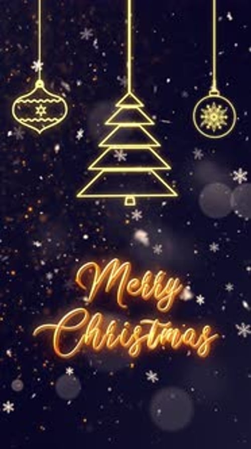 Vertical Christmas Animation with Glowing Ornaments and Text
