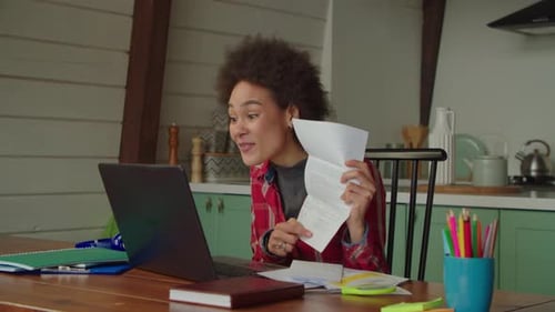 Excited Pretty Black Woman Sharing About University Admission During Video Call