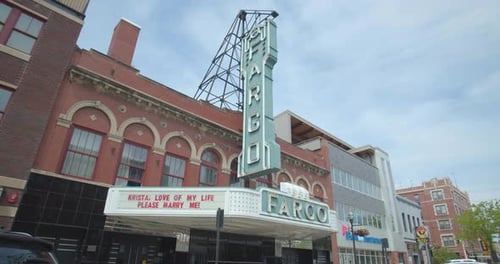 Iconic fargo theatre exterior on a summer day in fargo North Dakota