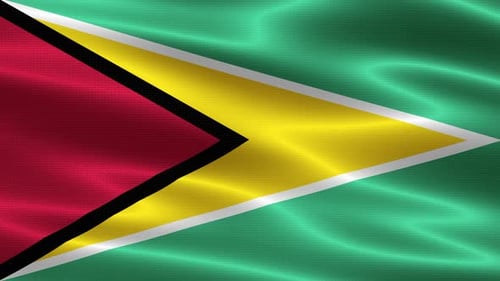 Waving Guyana Flag Animation with Realistic Fabric Texture