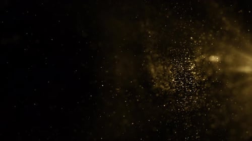 Abstract Golden Shimmering Particles Flowing Background