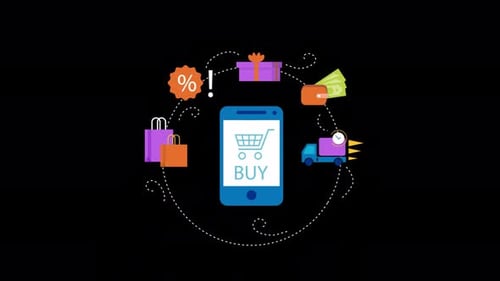 Online Shopping Process On Smartphone Alpha Channel 4K