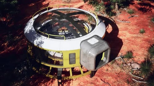 Futuristic Space Habitat on Red Planet 3D Animation