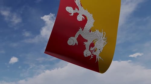 Drone Pulling Bhutan Flag