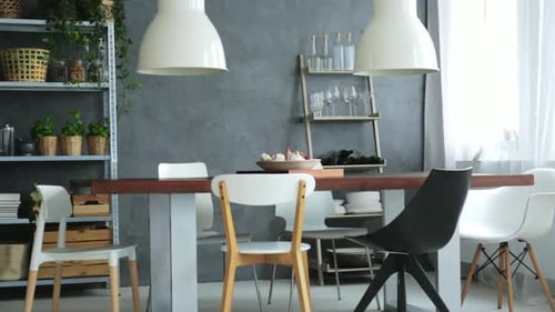 Modern Dining Room Interior with Table and Chairs
