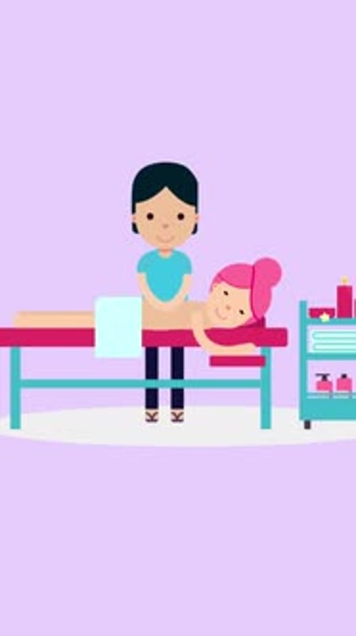 Flat Design Animation of a Masseuse Giving Massage