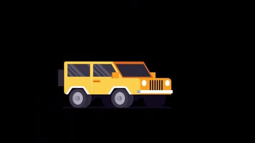 Yellow Car Driving On Alpha Channel