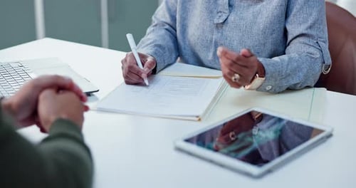 Business Meeting With Document Signing and Gesturing