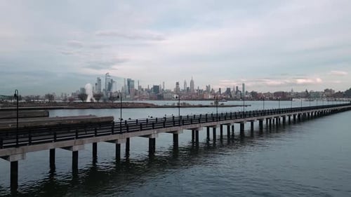 New York City Skyline From New Jersey Over the Hudson River with the Skyscrapers at Day Time