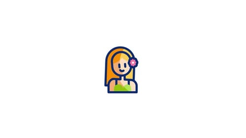 Animated Icon of Woman with Flower in Hair