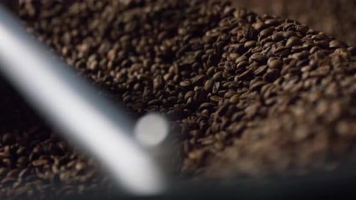 Coffee Beans Being Roasted in a Machine