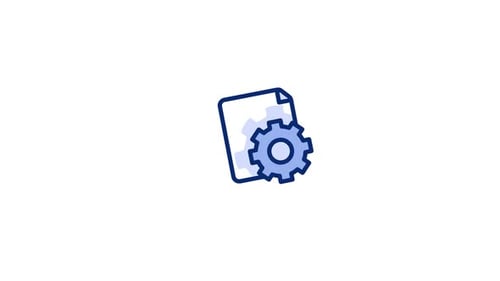 Animated Document and Gear Icon in Sketch Style