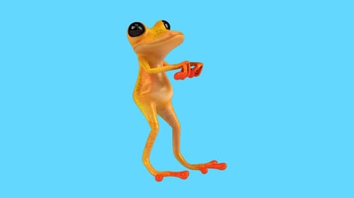 Lustiger 3D-Cartoon-Froschtanz (inklusive Alpha-Kanal)