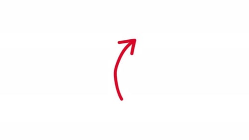 Hand Drawn Red Upward Curved Arrow Sketch Animation