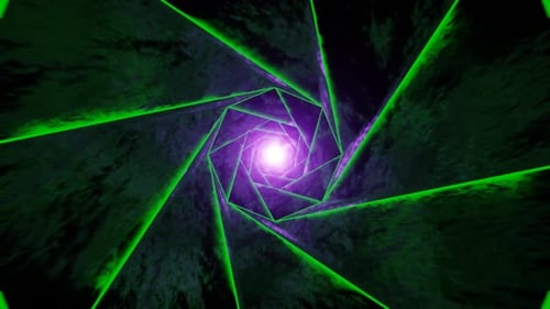 Green And Purple Sci Fi Spiral Iced Tunnel Background Loop Animation In 1080Hd