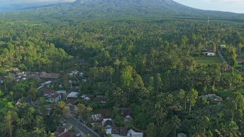 Aerial view revealing semeru volcano in indonesia