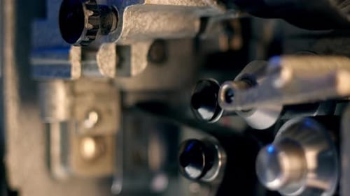 Close Up of Vintage Film Projector Mechanism