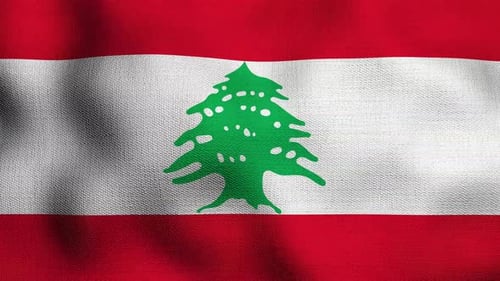Realistic Waving Lebanon Flag with Fabric Texture