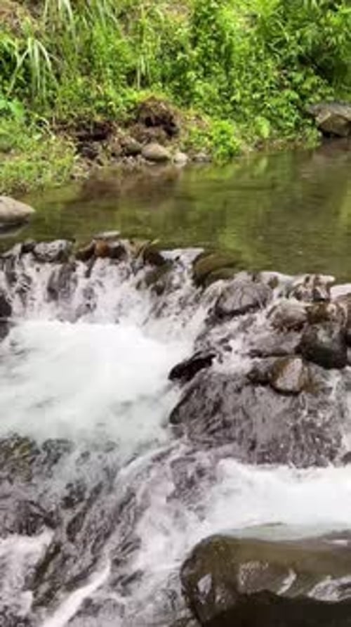 4K Beautiful Waterfall Landscape - Vertical Video
