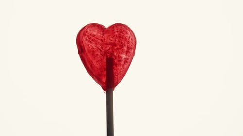 Red Heart Lollipop Candy Close Up