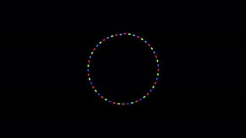 Neon Circle Line Randomly Blinking Motion Animation On Black Transparent Background.